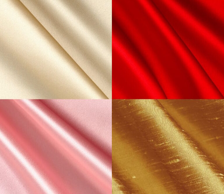 four different swatches of silk fabrics