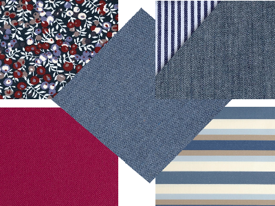 Different samples of denim fabric